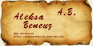 Aleksa Bencuz vizit kartica